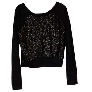 Delia’s Black Sequined Long Sleeve Pullover Sweatshirt